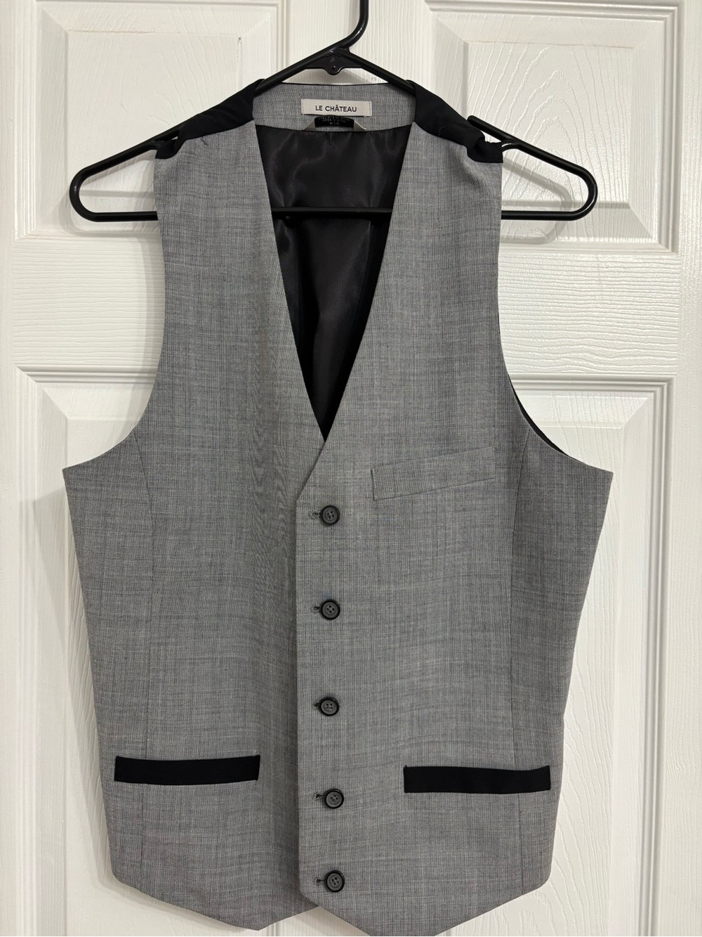 Le Chateau Grey Men's Dress Vest with Black Trim - Mens Medium